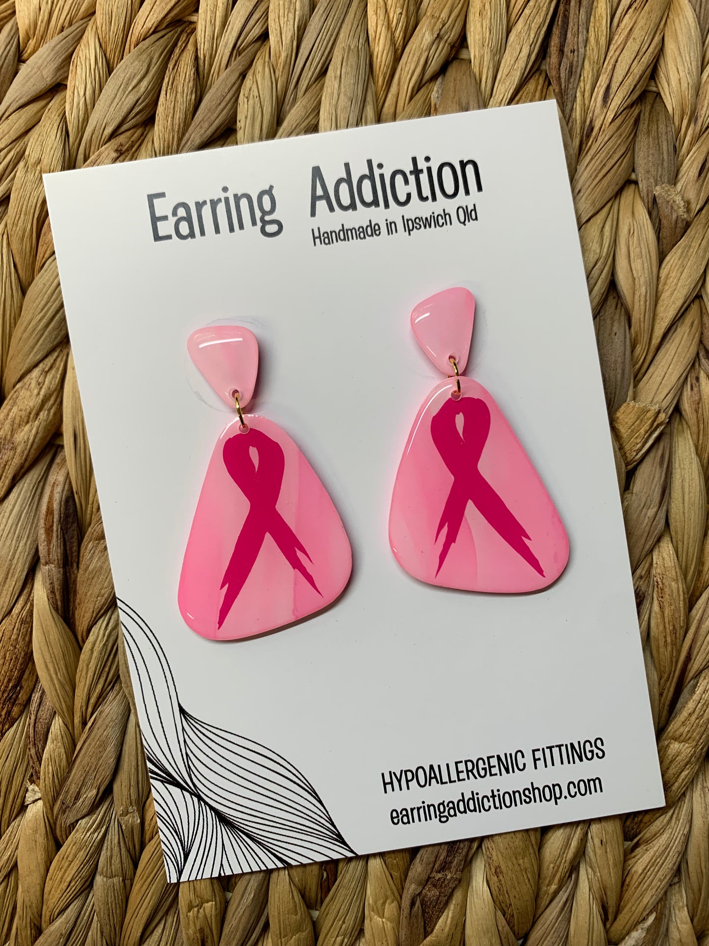 Large Pink Ribbon dangles