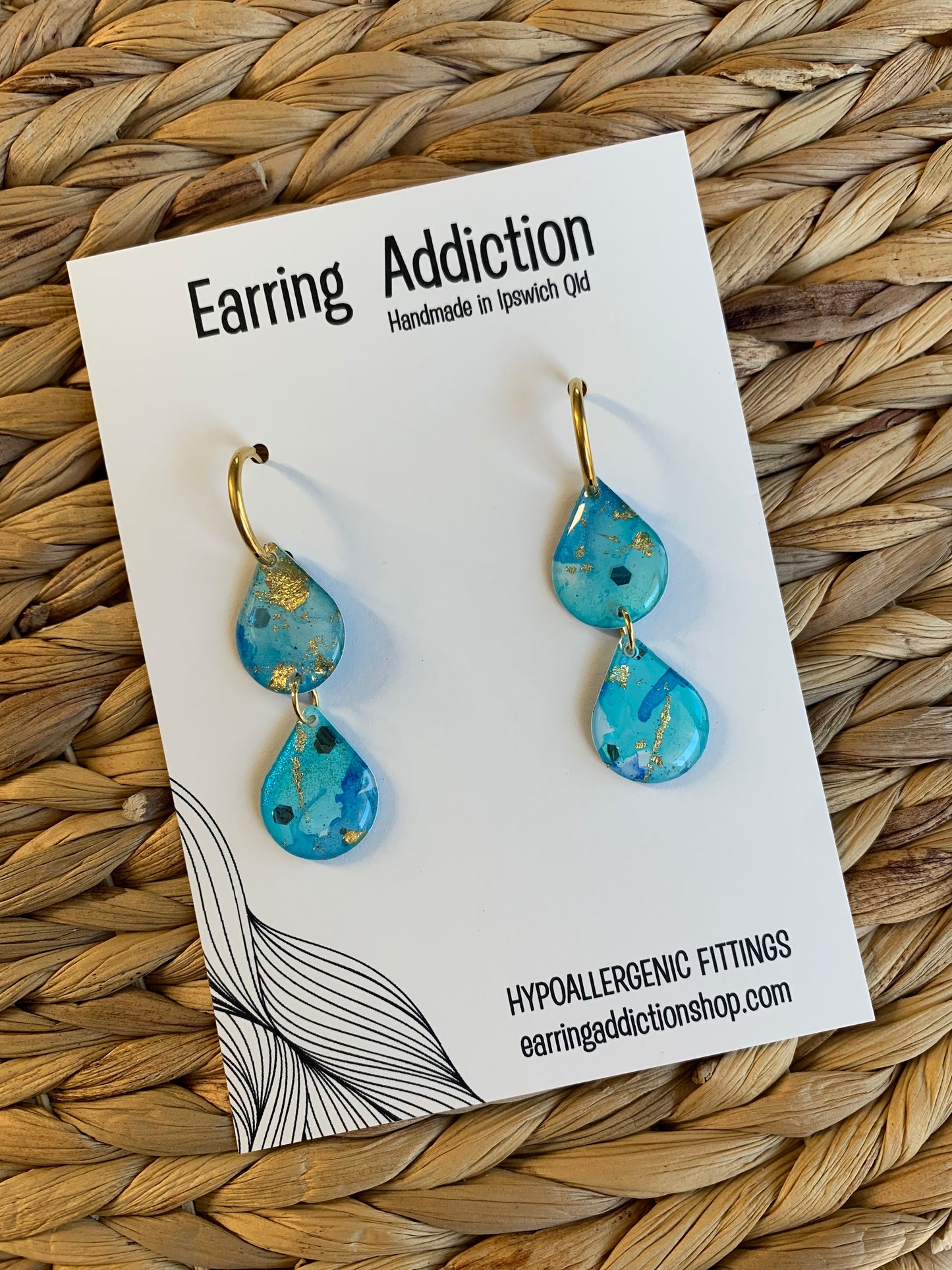 Ocean double teardrop huggy dangles