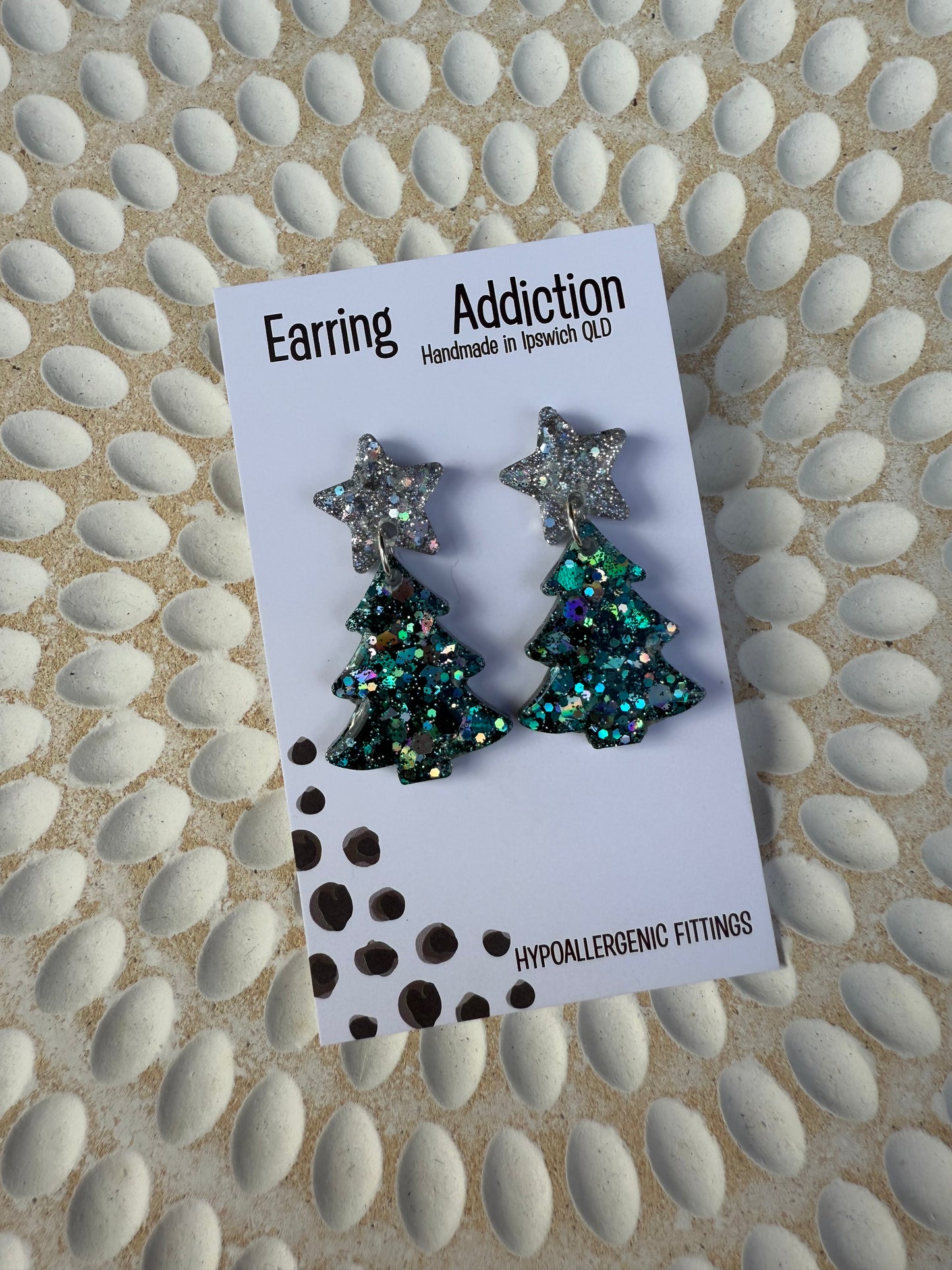 Christmas tree dangles green silver