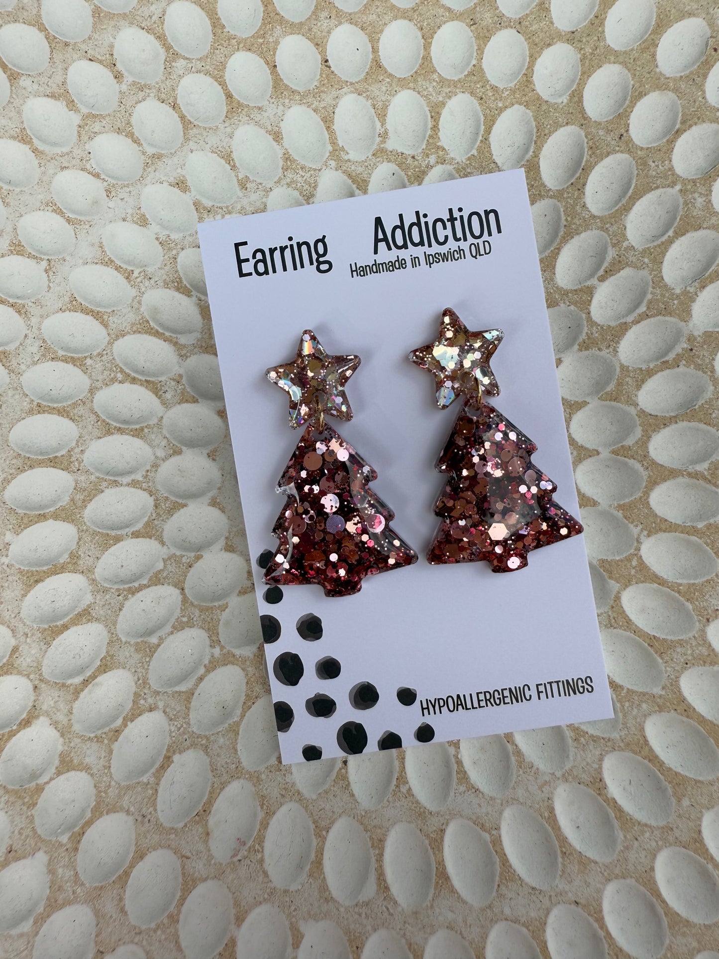 Christmas tree dangles med burgundy rose gold