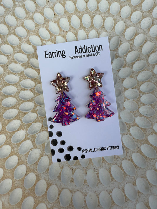 Christmas tree dangles purple rose gold