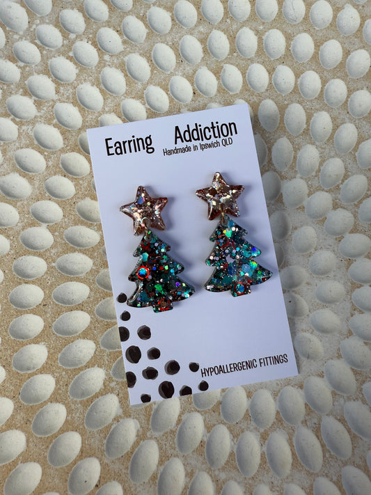Christmas tree dangles green rose gold