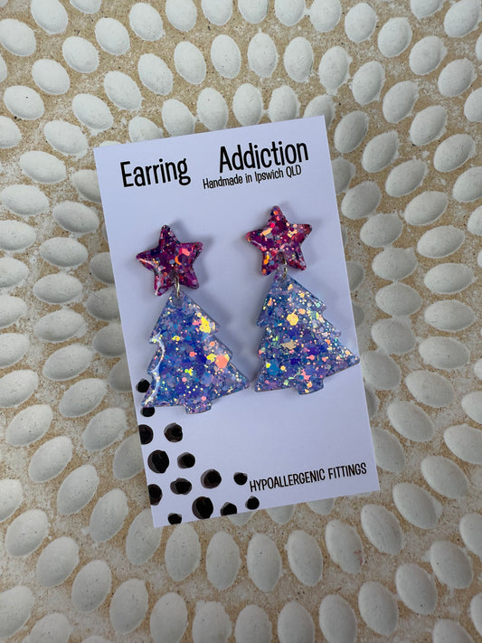 Christmas tree dangles blue purple