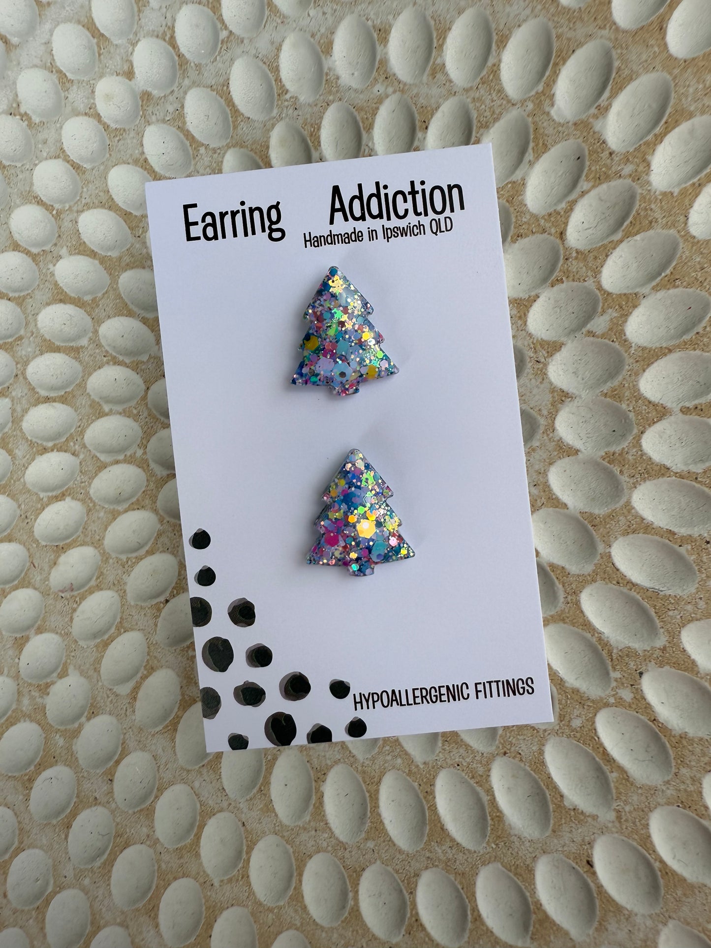 Christmas tree studs rainbow blue