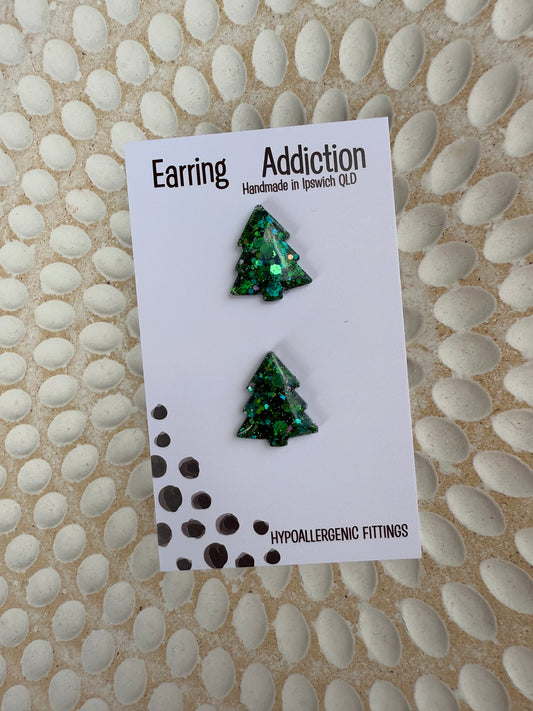 Christmas tree studs green